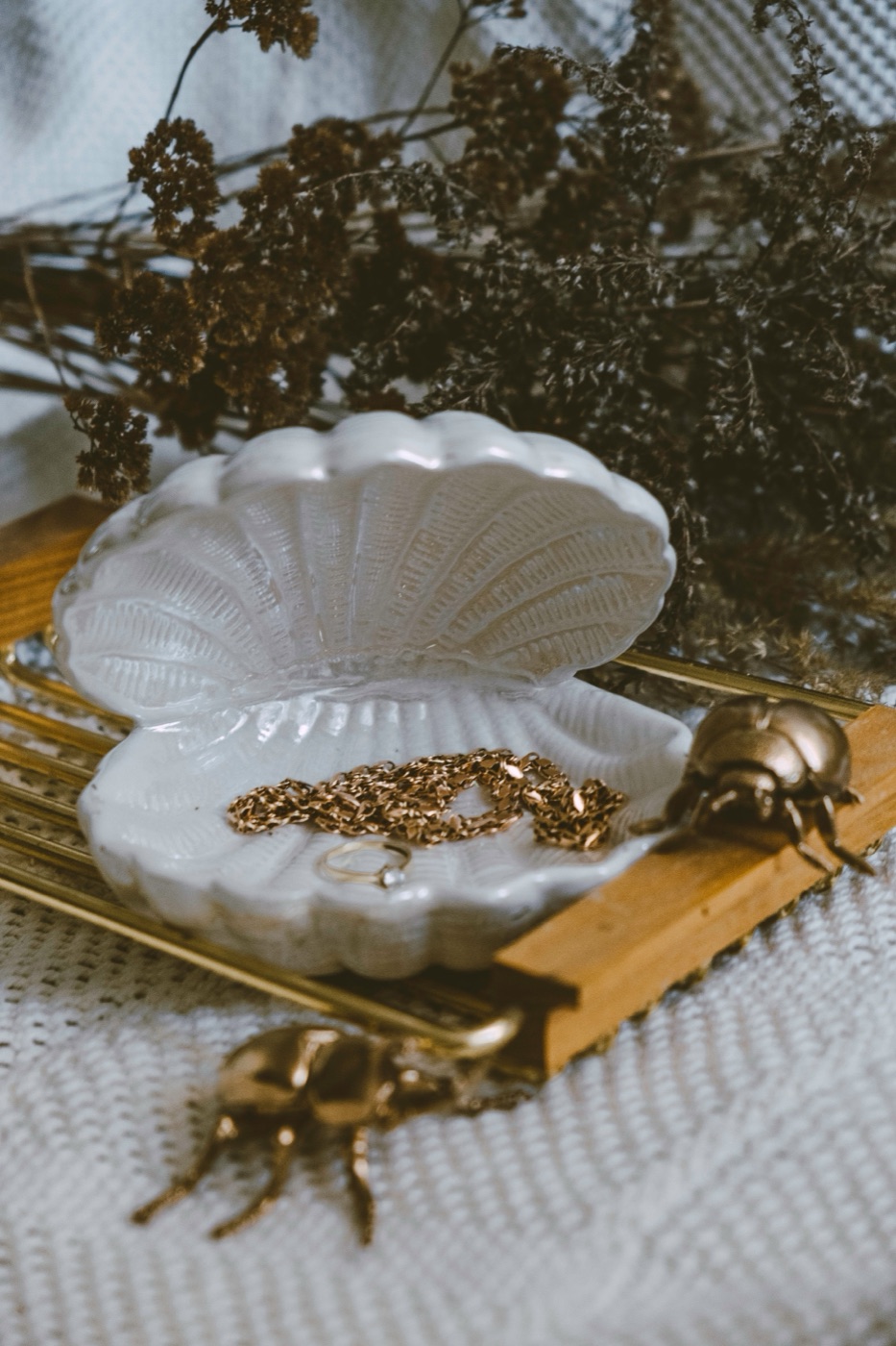 A fine chain in a scallop shell dish