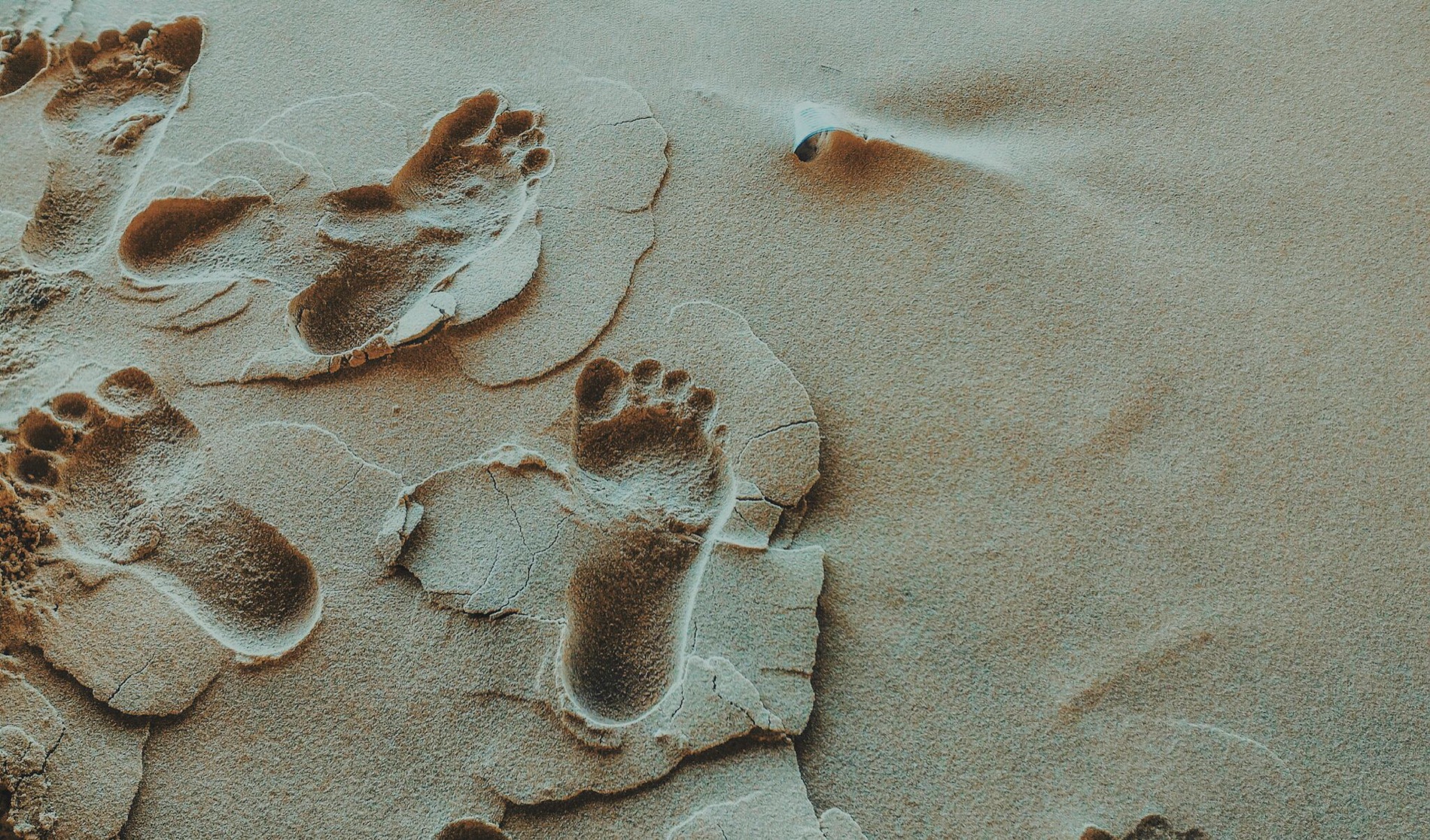 Footprints in wet sand