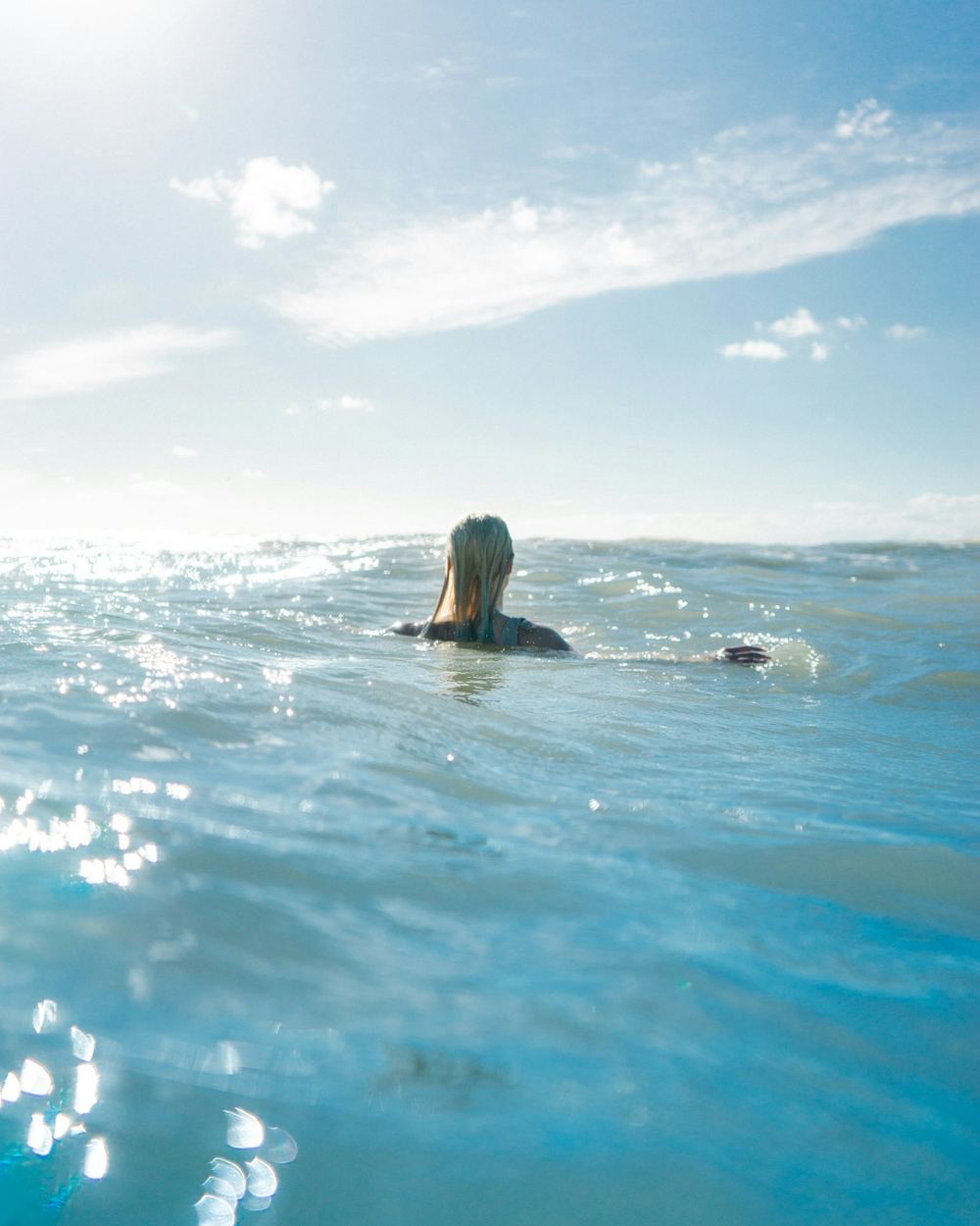 Swimming in turquoise water